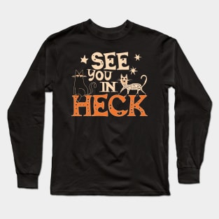 see you in heck retro halloween Long Sleeve T-Shirt